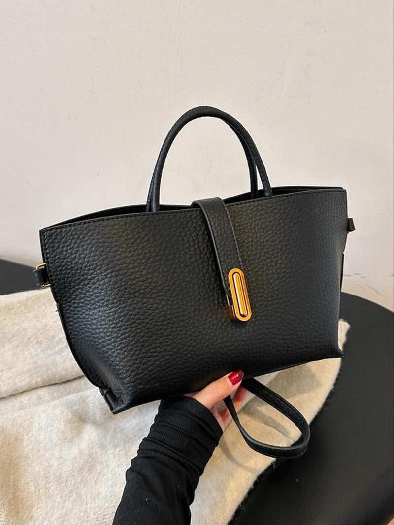 Women'S Elegant Solid Color French Styling Handbag, Handbag Sling Bag, Fashionable Crossbody Bag for Daily Used, Casual Trendy Versatile High-Quality Daily Commuting Bag Textured Handbag, Shoulder Bags, Sling Purse, Ladies Purse, Crossbody Bag Women