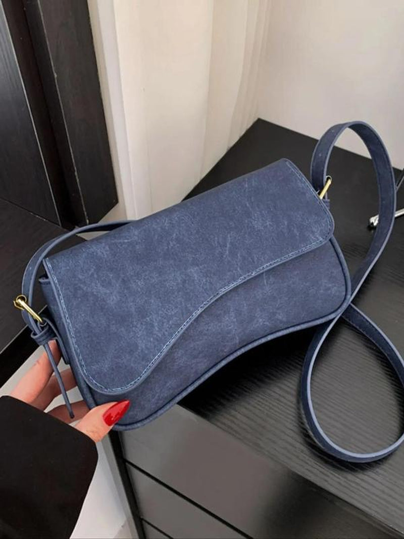 Women'S Summer Outfits 2024 Plain Color Saddle Everyday Shoulder Bag & Crossbody Bag, Elegant Magnetic Closure Flap Saddle Bag for Daily Use, Purse