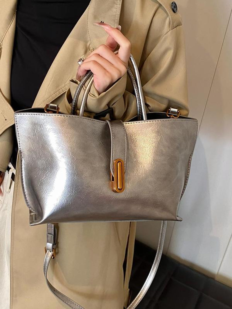 Women'S Elegant Solid Color French Styling Handbag, Handbag Sling Bag, Fashionable Crossbody Bag for Daily Used, Casual Trendy Versatile High-Quality Daily Commuting Bag Textured Handbag, Shoulder Bags, Sling Purse, Ladies Purse, Crossbody Bag Women