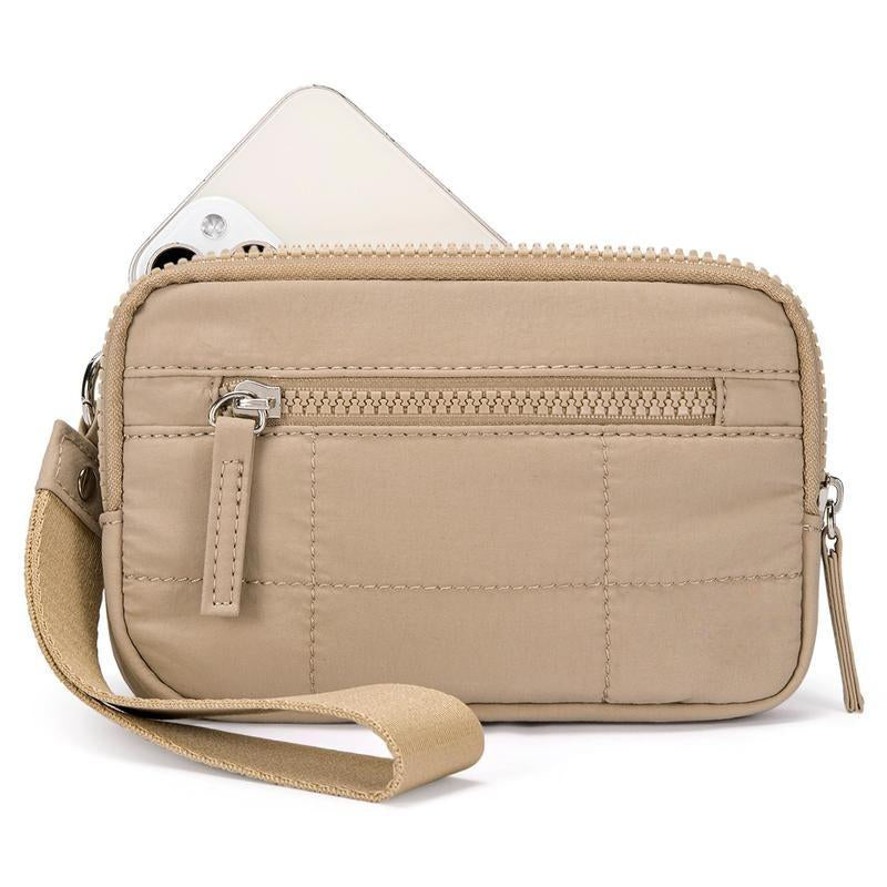 Women'S Solid Color Storage Zipper Wallet, Daily Lightweight Waterproof Mobile Phone Wallet, Nylon Crossbody Card Holder and Coin Purse Storage Bag with Zipper Pocket, Shopping, Travel, Fitness Essential Lightweight Wallet Durable and Elegant Clutch