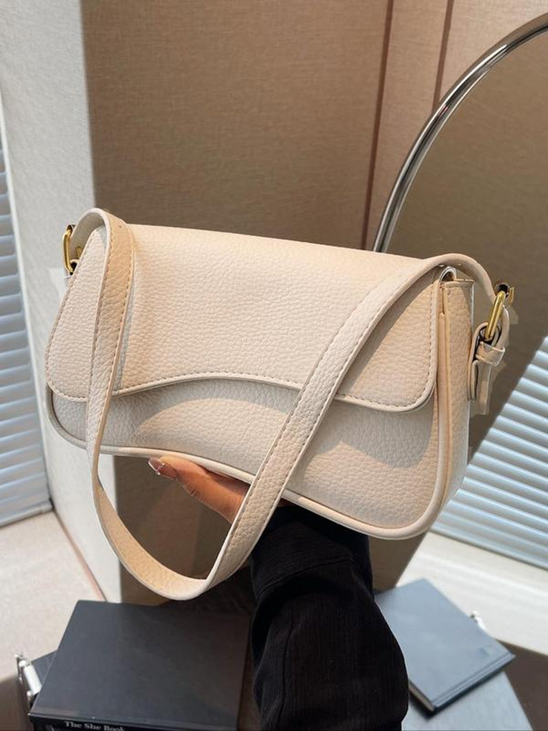 Women'S Summer Outfits 2024 Plain Color Saddle Everyday Shoulder Bag & Crossbody Bag, Elegant Magnetic Closure Flap Saddle Bag for Daily Use, Purse