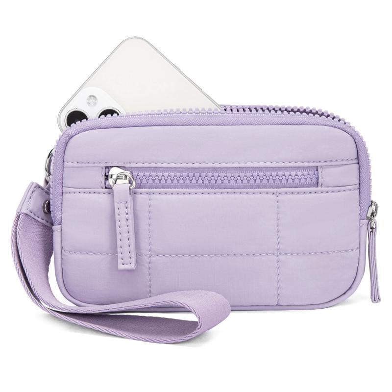 Women'S Solid Color Storage Zipper Wallet, Daily Lightweight Waterproof Mobile Phone Wallet, Nylon Crossbody Card Holder and Coin Purse Storage Bag with Zipper Pocket, Shopping, Travel, Fitness Essential Lightweight Wallet Durable and Elegant Clutch