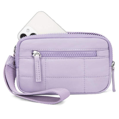 Women'S Solid Color Storage Zipper Wallet, Daily Lightweight Waterproof Mobile Phone Wallet, Nylon Crossbody Card Holder and Coin Purse Storage Bag with Zipper Pocket, Shopping, Travel, Fitness Essential Lightweight Wallet Durable and Elegant Clutch