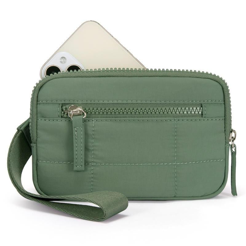 Women'S Solid Color Storage Zipper Wallet, Daily Lightweight Waterproof Mobile Phone Wallet, Nylon Crossbody Card Holder and Coin Purse Storage Bag with Zipper Pocket, Shopping, Travel, Fitness Essential Lightweight Wallet Durable and Elegant Clutch