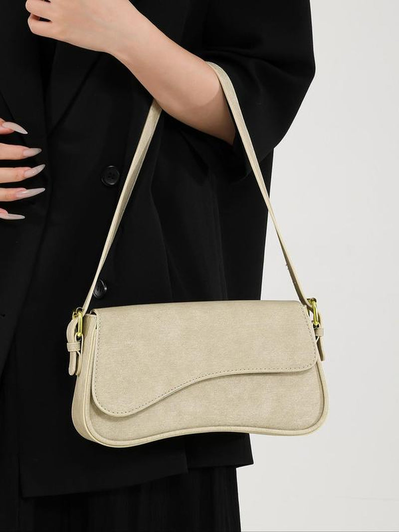 Women'S Summer Outfits 2024 Plain Color Saddle Everyday Shoulder Bag & Crossbody Bag, Elegant Magnetic Closure Flap Saddle Bag for Daily Use, Purse