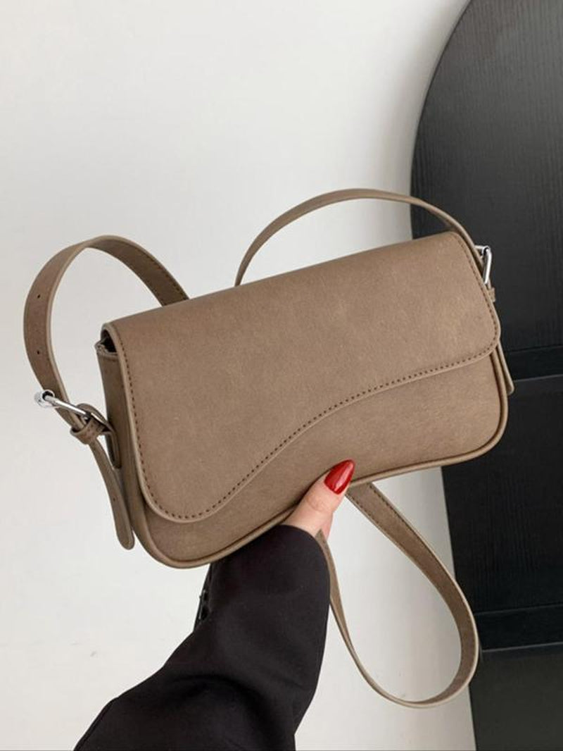 Women'S Summer Outfits 2024 Plain Color Saddle Everyday Shoulder Bag & Crossbody Bag, Elegant Magnetic Closure Flap Saddle Bag for Daily Use, Purse
