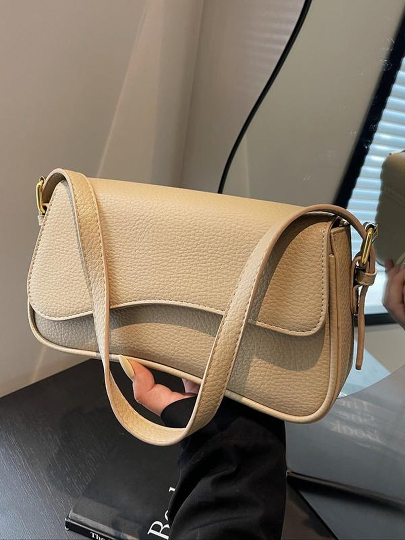 Women'S Summer Outfits 2024 Plain Color Saddle Everyday Shoulder Bag & Crossbody Bag, Elegant Magnetic Closure Flap Saddle Bag for Daily Use, Purse