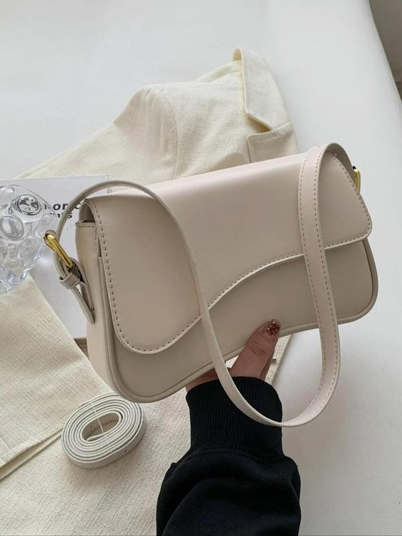 Women'S Summer Outfits 2024 Plain Color Saddle Everyday Shoulder Bag & Crossbody Bag, Elegant Magnetic Closure Flap Saddle Bag for Daily Use, Purse