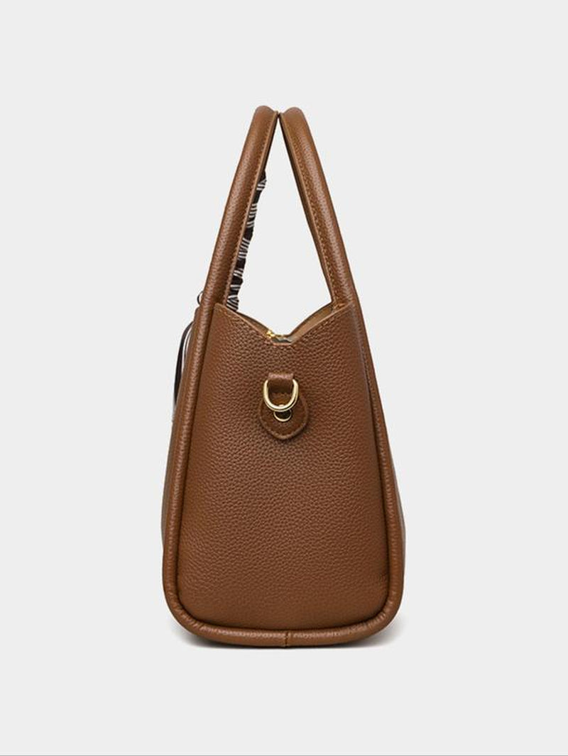 Women'S Elegant Lychee Pattern Handbag with Twilly Scarf Decor, Trendy Versatile Crossbody Bag for Women, Fashionable Shoulder Bag for Daily Use, Ladies Purse