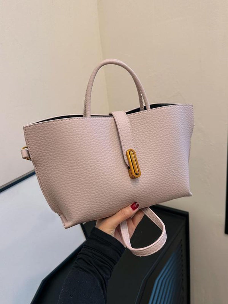 Women'S Elegant Solid Color French Styling Handbag, Handbag Sling Bag, Fashionable Crossbody Bag for Daily Used, Casual Trendy Versatile High-Quality Daily Commuting Bag Textured Handbag, Shoulder Bags, Sling Purse, Ladies Purse, Crossbody Bag Women