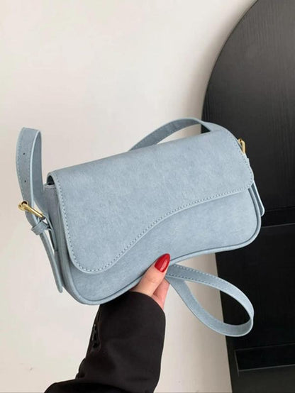 Women'S Summer Outfits 2024 Plain Color Saddle Everyday Shoulder Bag & Crossbody Bag, Elegant Magnetic Closure Flap Saddle Bag for Daily Use, Purse