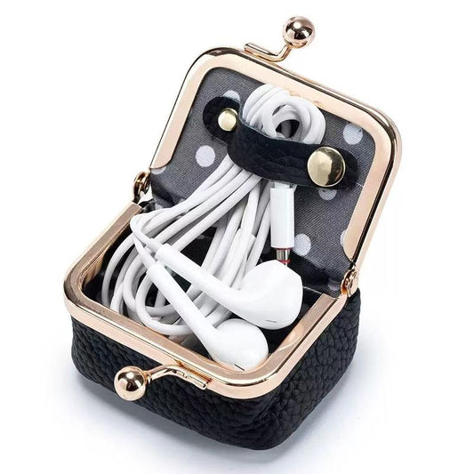 Genuine Leather Mini Coin Purse, Solid Color Kiss Lock Change Pouch, Casual Style Small Storage Bag for Women 1894 Wallet Clutch Coquette