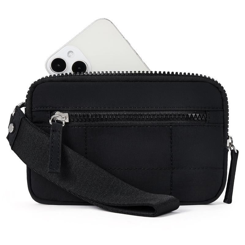 Women'S Solid Color Storage Zipper Wallet, Daily Lightweight Waterproof Mobile Phone Wallet, Nylon Crossbody Card Holder and Coin Purse Storage Bag with Zipper Pocket, Shopping, Travel, Fitness Essential Lightweight Wallet Durable and Elegant Clutch