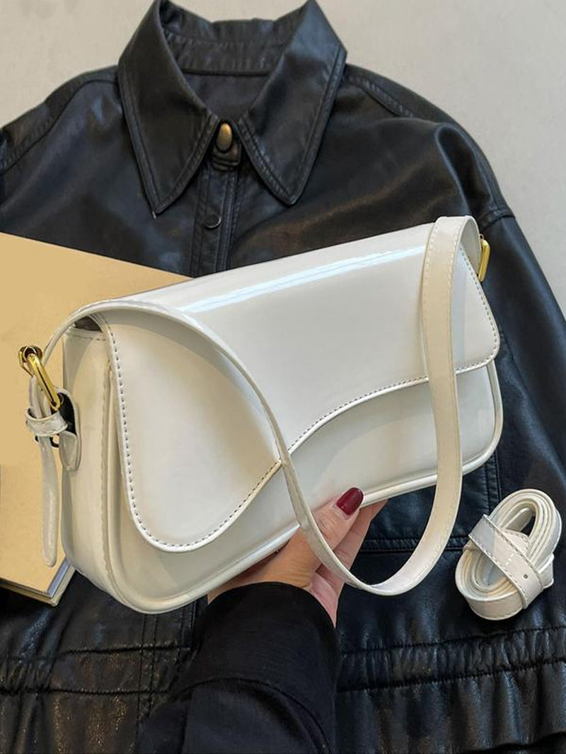 Women'S Summer Outfits 2024 Plain Color Saddle Everyday Shoulder Bag & Crossbody Bag, Elegant Magnetic Closure Flap Saddle Bag for Daily Use, Purse
