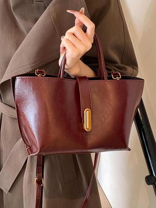Women'S Elegant Solid Color French Styling Handbag, Handbag Sling Bag, Fashionable Crossbody Bag for Daily Used, Casual Trendy Versatile High-Quality Daily Commuting Bag Textured Handbag, Shoulder Bags, Sling Purse, Ladies Purse, Crossbody Bag Women